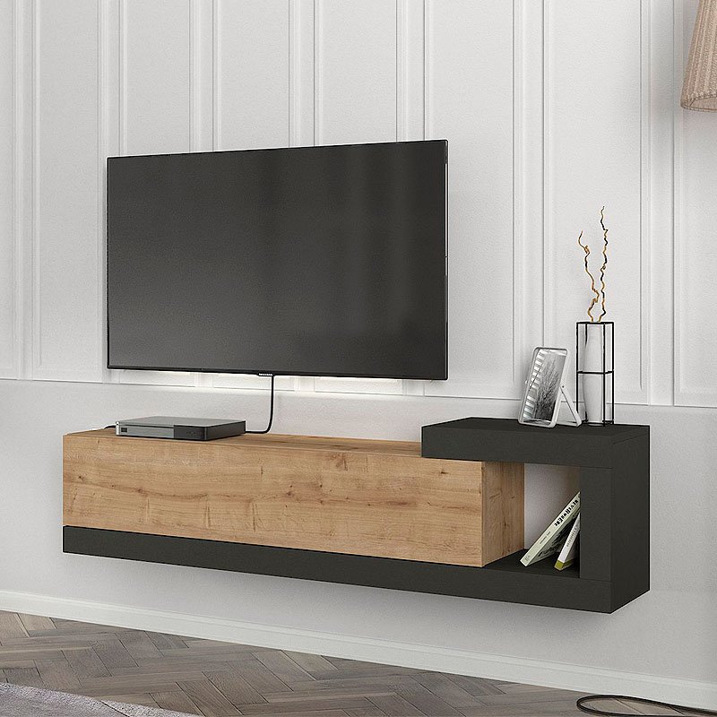Έπιπλο τηλεόρασης επιτοίχιο Volare Megapap χρώμα sapphire oak - ανθρακί 150x29 Βρες το Έπιπλο τηλεόρασης επιτοίχιο Volare Megapap χρώμα sapphire oak - ανθρακί 150x29