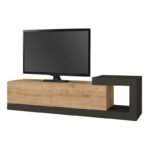 Έπιπλο τηλεόρασης επιτοίχιο Volare Megapap χρώμα sapphire oak - ανθρακί 150x29,6x38,6εκ. - Image 4