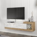 Βρες το Έπιπλο τηλεόρασης επιτοίχιο Volare Megapap χρώμα λευκό εφέ μαρμάρου - sapphire oak 150x29