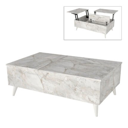 Βρες το Τραπεζάκι σαλονιού Roy Megapap με σερβιτόρο χρώμα λευκό εφέ μαρμάρου 121x69x40εκ. σε μοναδική τιμή στο clickforshop.gr