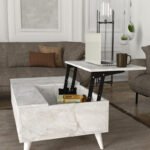 Τραπεζάκι σαλονιού Roy Megapap με σερβιτόρο χρώμα λευκό εφέ μαρμάρου 121x69x40εκ. - Image 5