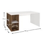 Γραφείο εργασίας Coral Megapap χρώμα λευκό - καρυδί 140x60x75εκ. - Image 5