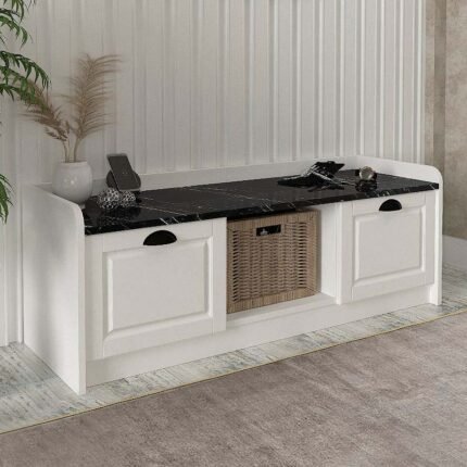 Βρες το Παπουτσοθήκη Rayne Megapap χρώμα λευκό - μαύρο εφέ μαρμάρου 120x40x45εκ. σε μοναδική τιμή στο clickforshop.gr