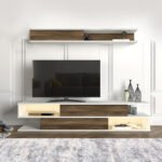 Σύνθεση τηλεόρασης Manet Megapap με LED χρώμα λευκό - καρυδί 180x29,5x39εκ. - Image 3