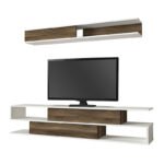 Σύνθεση τηλεόρασης Manet Megapap με LED χρώμα λευκό - καρυδί 180x29,5x39εκ. - Image 4