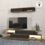 Βρες το Σύνθεση τηλεόρασης Manet Megapap με LED χρώμα sepet oak - ανθρακί 180x29