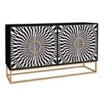 Μπουφές Gradel Megapap χρώμα μαύρο - ασπρόμαυρο 150x35x83,6εκ. - Image 5