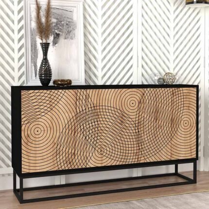 Βρες το Μπουφές Themis Megapap χρώμα μαύρο - sapphire oak 150x35x83