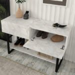 Κονσόλα Aron Megapap χρώμα λευκό εφέ μαρμάρου 138,8x41x75,7εκ. - Image 4