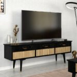 Βρες το Έπιπλο τηλεόρασης Bolea Megapap χρώμα modern black 150x35x49