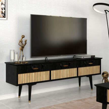 Βρες το Έπιπλο τηλεόρασης Bolea Megapap χρώμα modern black 150x35x49