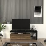 Έπιπλο τηλεόρασης Acnes Megapap χρώμα μαύρο - καρυδί 160x40x53εκ. - Image 3