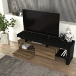 Έπιπλο τηλεόρασης Acnes Megapap χρώμα μαύρο - καρυδί 160x40x53εκ. - Image 4