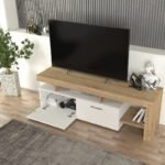 Έπιπλο τηλεόρασης Acnes Megapap χρώμα λευκό - sapphire oak 160x40x53εκ. - Image 4