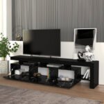 Έπιπλο τηλεόρασης Acnes Megapap χρώμα μαύρο - μαύρο εφέ μαρμάρου 220x40x52εκ. - Image 2