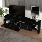 Έπιπλο τηλεόρασης Acnes Megapap χρώμα μαύρο - μαύρο εφέ μαρμάρου 220x40x52εκ. - Image 3