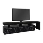 Έπιπλο τηλεόρασης Acnes Megapap χρώμα μαύρο - μαύρο εφέ μαρμάρου 220x40x52εκ. - Image 5