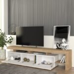 Έπιπλο τηλεόρασης Acnes Megapap χρώμα λευκό - sapphire oak 220x40x52εκ. - Image 2