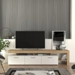Έπιπλο τηλεόρασης Acnes Megapap χρώμα λευκό - sapphire oak 220x40x52εκ. - Image 3