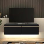 Έπιπλο τηλεόρασης επιτοίχιο Morel Megapap με LED χρώμα μαύρο 140x41,8x40εκ. - Image 3