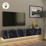 Βρες το Έπιπλο τηλεόρασης επιτοίχιο Figure Megapap με LED χρώμα μαύρο εφέ μαρμάρου 181