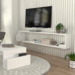 Έπιπλο τηλεόρασης επιτοίχιο Regnar Megapap χρώμα λευκό 168,6x25x31,8εκ. - Image 5