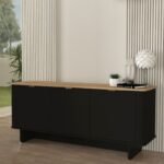 Βρες το Μπουφές Bohema Megapap χρώμα μαύρο - sepet oak 180x47x76
