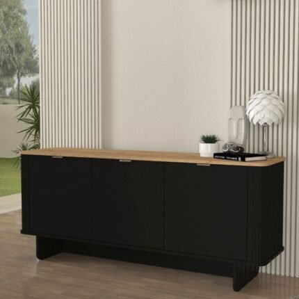Βρες το Μπουφές Bohema Megapap χρώμα μαύρο - sepet oak 180x47x76