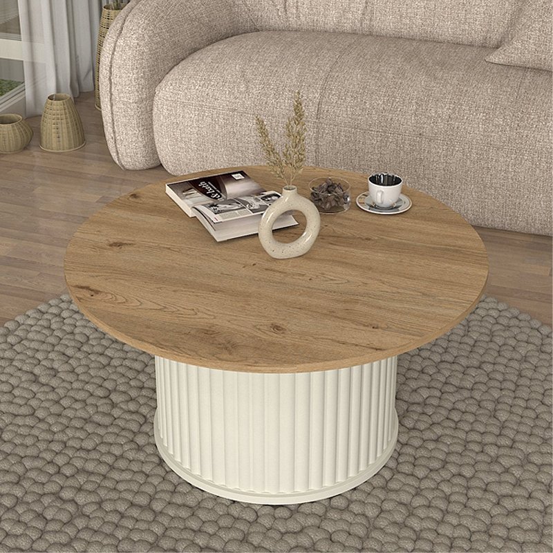Τραπεζάκι σαλονιού Bohema Megapap χρώμα ivory - sepet oak Ø85x43 Βρες το Τραπεζάκι σαλονιού Bohema Megapap χρώμα ivory - sepet oak Ø85x43