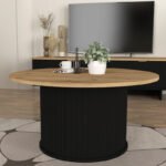 Τραπεζάκι σαλονιού Bohema Megapap χρώμα μαύρο - sepet oak Ø85x43,2εκ. - Image 3