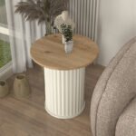 Βρες το Τραπεζάκι βοηθητικό Bohema Megapap χρώμα ivory - sepet oak Ø50x53