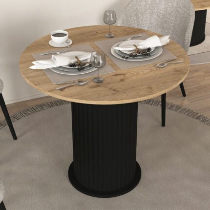 Βρες το Τραπέζι Bohema Megapap χρώμα μαύρο - sepet oak Ø90x77