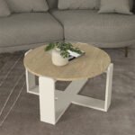 Βρες το Τραπεζάκι σαλονιού Rebel Megapap χρώμα rota oak - sandstone Ø70x38εκ. σε μοναδική τιμή στο clickforshop.gr