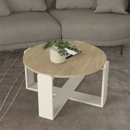 Βρες το Τραπεζάκι σαλονιού Rebel Megapap χρώμα rota oak - sandstone Ø70x38εκ. σε μοναδική τιμή στο clickforshop.gr