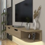 Έπιπλο τηλεόρασης επιτοίχιο Noland Megapap με LED χρώμα rota oak 150x35x19,2εκ. - Image 3