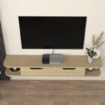 Έπιπλο τηλεόρασης επιτοίχιο Noland Megapap με LED χρώμα rota oak 150x35x19,2εκ. - Image 4