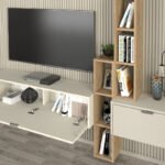 Σύνθεση τηλεόρασης επιτοίχια Edgar χρώμα sandstone - sepet oak 198,4x29,6x148,5εκ. - Image 5