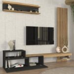 Σύνθεση τηλεόρασης Dumont Megapap χρώμα ανθρακί - sepet oak 240x36,8x200εκ. - Image 4