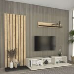 Σύνθεση τηλεόρασης Nagini Megapap χρώμα ivory - sapphire oak - ανθρακί 260x39,4x203,6εκ. - Image 4
