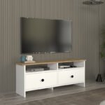 Βρες το Έπιπλο τηλεόρασης Gradias Megapap χρώμα λευκό - sapphire oak 120x29
