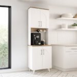Βρες το Έπιπλο κουζίνας Kalira 2 Megapap χρώμα λευκό - rota oak 60x40x196εκ. σε μοναδική τιμή στο clickforshop.gr