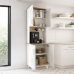 Έπιπλο κουζίνας Kalira 2 Megapap χρώμα λευκό - rota oak 60x40x196εκ. - Image 2