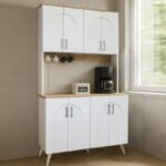 Έπιπλο κουζίνας Kalira 4 Megapap χρώμα λευκό - rota oak 120x40x196εκ. - Image 3