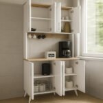 Έπιπλο κουζίνας Kalira 4 Megapap χρώμα λευκό - rota oak 120x40x196εκ. - Image 4