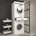 Έπιπλο πλυντηρίου - στεγνωτηρίου Fika Megapap χρώμα λευκό 67x61,8x198,5εκ. - Image 5