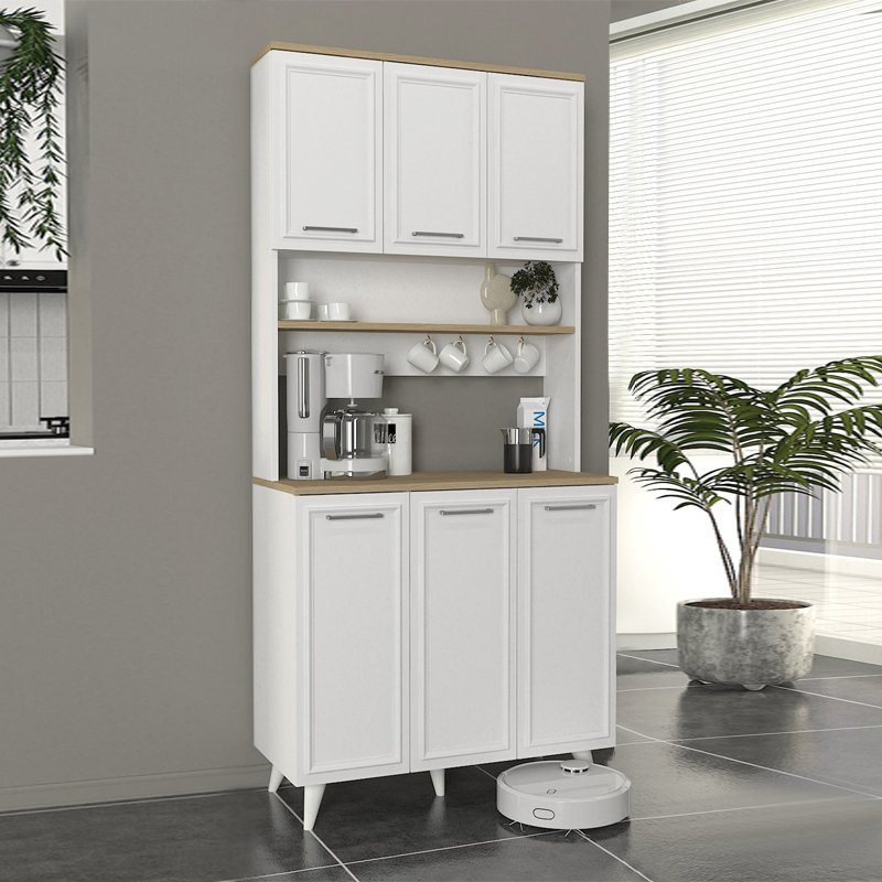 Έπιπλο κουζίνας Potter 3 Megapap χρώμα λευκό - rota oak 90x40x196 Βρες το Έπιπλο κουζίνας Potter 3 Megapap χρώμα λευκό - rota oak 90x40x196