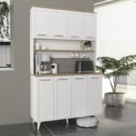 Βρες το Έπιπλο κουζίνας Potter 4 Megapap χρώμα λευκό - rota oak 120x40x196