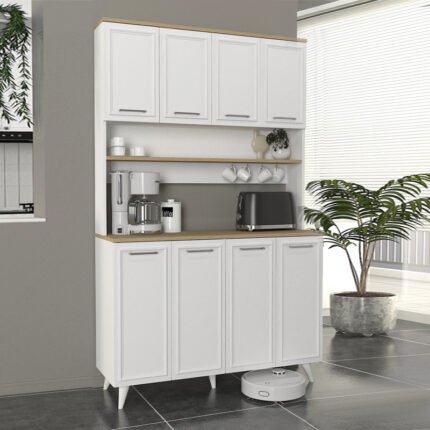 Βρες το Έπιπλο κουζίνας Potter 4 Megapap χρώμα λευκό - rota oak 120x40x196