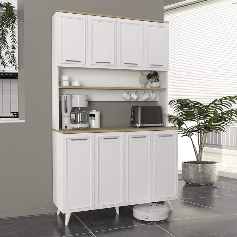 Έπιπλο κουζίνας Potter 4 Megapap χρώμα λευκό - rota oak 120x40x196 Βρες το Έπιπλο κουζίνας Potter 4 Megapap χρώμα λευκό - rota oak 120x40x196