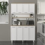 Έπιπλο κουζίνας Potter 4 Megapap χρώμα λευκό - rota oak 120x40x196,1εκ. - Image 3